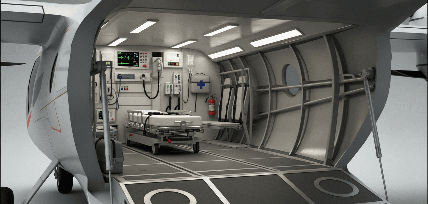 AyuRatha DX1 air-ambulance interior cabin