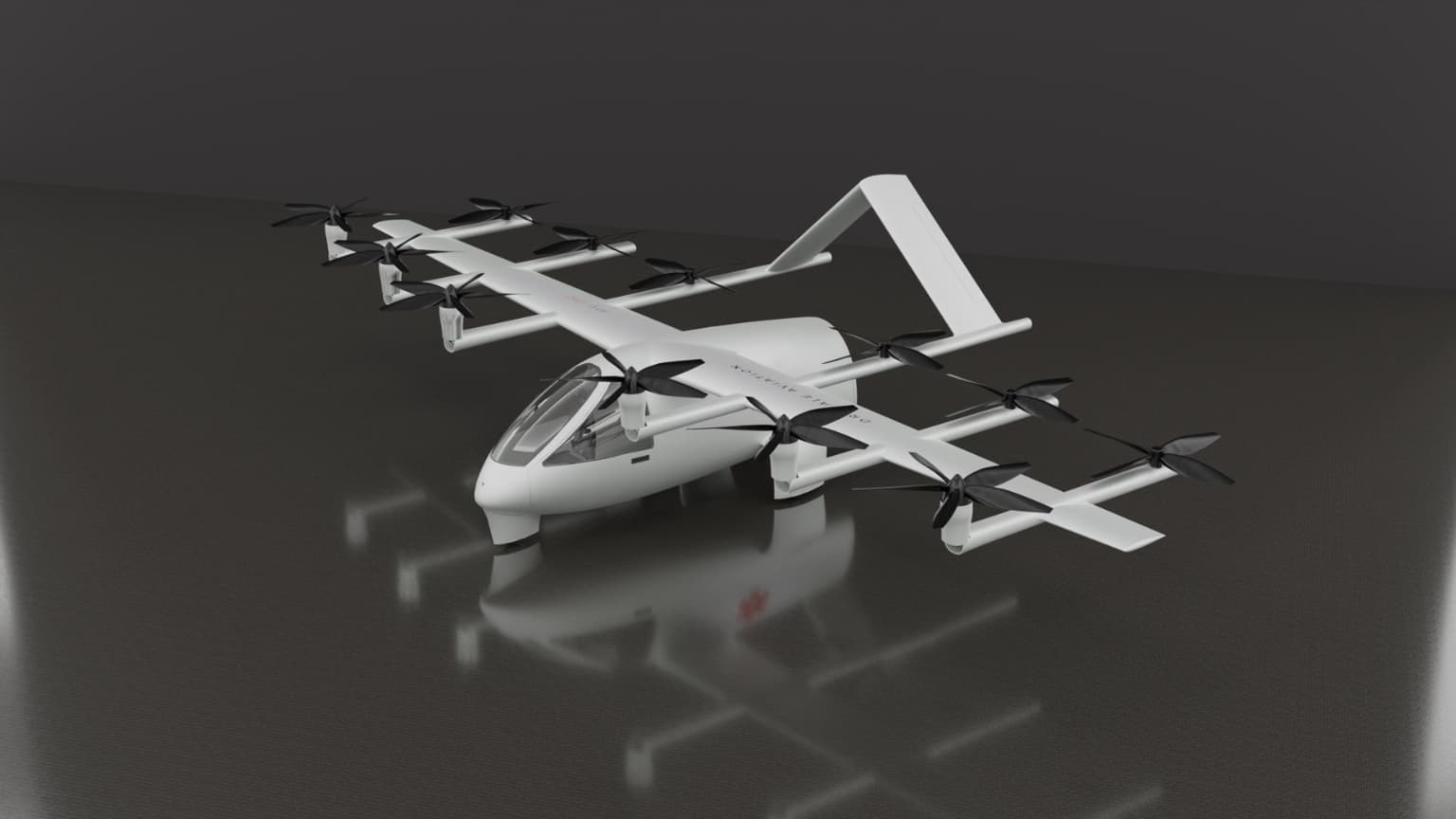 Top perspective view of the AYUDX2 aeromedical eVTOL highlighting wing configuration and flight readiness
